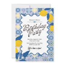 Vibrant Anniversaire Méditerranéen Citron & Bleu