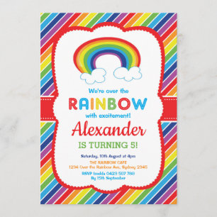 Invitation Vibrant arc-en-ciel fête d'anniversaire Motif colo