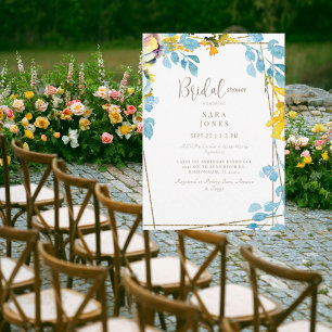 Invitation Vibrant Bain de Mariée Botanique Turquoise