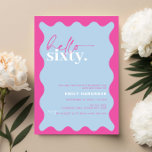 Invitation Vibrant Bonjour Soixante 60e fête d'anniversaire<br><div class="desc">Cette vibrante invitation à la fête du 60e anniversaire est parfaite pour une fête d'anniversaire moderne. Le design simple présente un texte de script de bonjour contemporain en couleur blanche sur un arrière - plan de pêche dynamique avec bordure ondulée. Personnalisable dans n'importe quelle couleur. Gardez le design minimal et...</div>