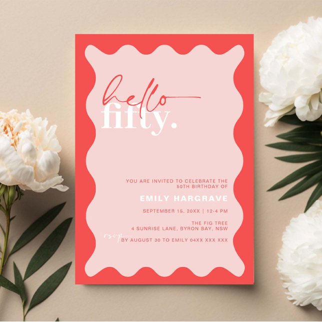 Invitation Vibrant Cheers à la Cinquante Anniversaire Fête (Créateur téléchargé)