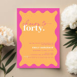 Invitation Vibrant Cheers to Quarante fête d'anniversaire 40e<br><div class="desc">Cette vibrante invitation à la fête du 40e anniversaire est parfaite pour une fête d'anniversaire moderne. Le design moderne est orné d'arrière - plan contemporains oranges avec une bordure ondulée. Personnalisable dans n'importe quelle couleur. Gardez le design minimal et élégant, en l'état, ou personnalisez-le en ajoutant vos propres graphiques et...</div>