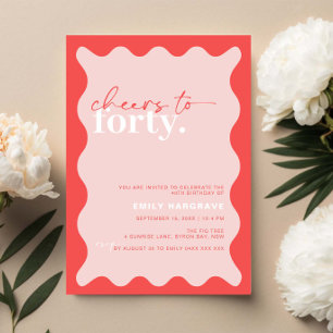 Invitation Vibrant Cheers to Quarante fête d'anniversaire 40e