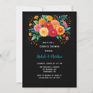 Invitation Vibrant Fiesta Mariage Bouquet Couples Douche