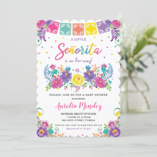 Invitation Vibrant Floral mexicain Señorita Baby shower fille