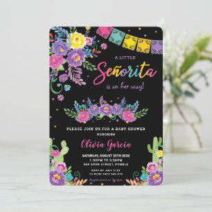 Invitation Vibrant Floral mexicain Señorita Baby shower fille