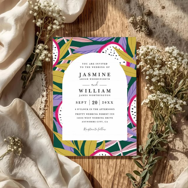 Invitation Vibrant Floral Tropical Elegant QR Code Wedding (Créateur téléchargé)