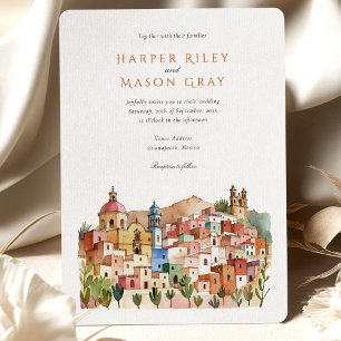 Invitation Vibrant Guanajuato Mexique Mariage aquarelle
