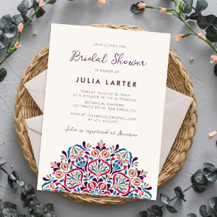 Invitation Vibrant Mandala Floral pour une Baby Shower de mar