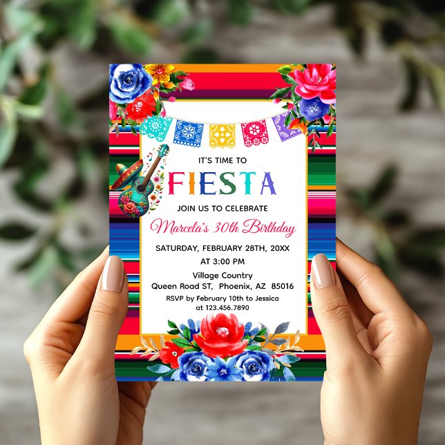 Invitation Vibrant mexicain Serape Fiesta thème anniversaire (Créateur téléchargé)