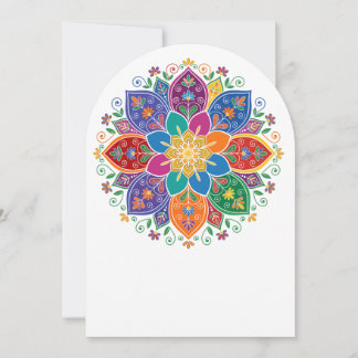 Invitation Vibrant Multi-Color Floral Mandala Vector Art