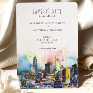 Invitation Vibrant New York Enregistrer la date Skyline