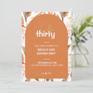 Invitation Vibrant Orange Floral 30e anniversaire