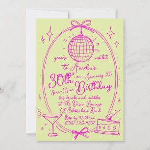 Invitation Vibrant Personnalisé 30e Anniversaire Disco Main t
