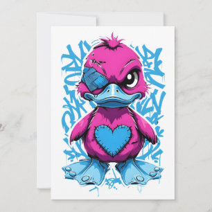 Invitation Vibrant Pink Graffiti Duck