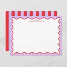 Vibrant Purple & Red Wavy Border Note Card