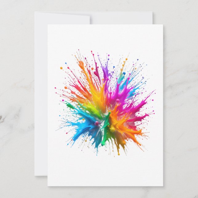Invitation Vibrant Rainbow Paint Splatter Explosion (Devant)