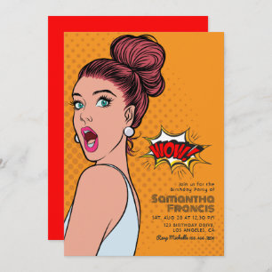 Invitation Vibrant Retro Pop Art Anniversaire Bash