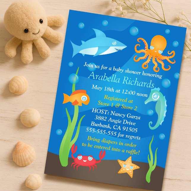 Invitation Vibrant sous le parti Baby shower de la mer (Créateur téléchargé)