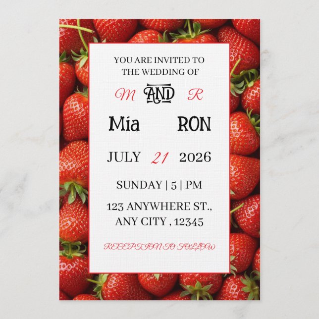 Invitation Vibrant Strawberry  Pattern Summer  (Devant)