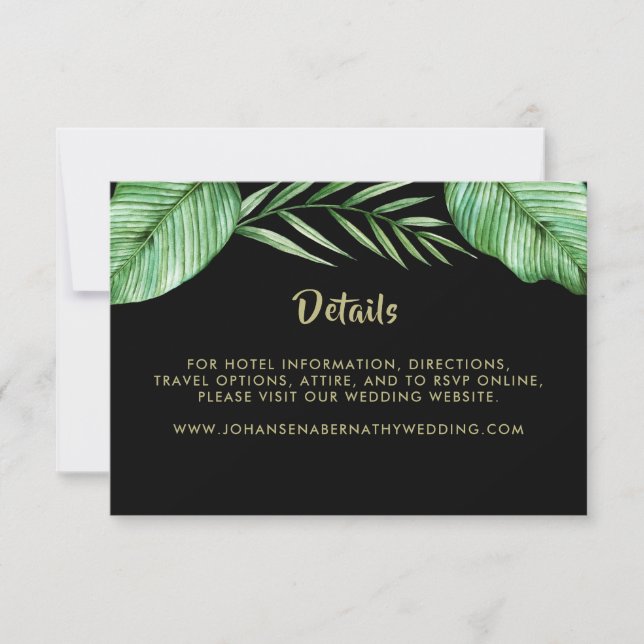 Invitation Vibrant Tropical Foliage Détails du Mariage (Devant)