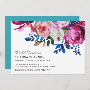 Invitation Vibrant Turquoise rose brillant Fête des mariées f