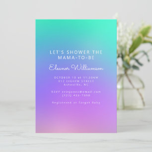 Invitation Vibrant vert violet Abstrait Baby shower dégradé