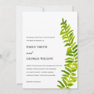 INVITATION VIBRANT VERT WATERCOLOR FERN FOLIAGE MARIAGE