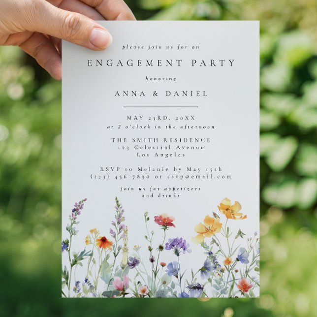Invitation Vibrant Watercolor Floral Engagement Party (Créateur téléchargé)