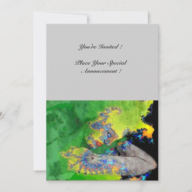 Invitation VIBRATIONS DE MATIÈRE, vert jaune noir gris (Devant)