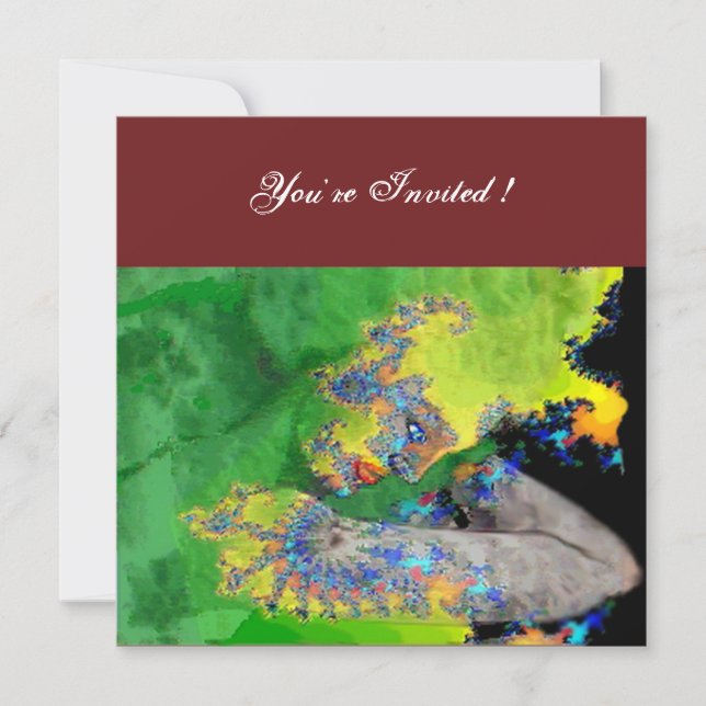 Invitation VIBRATIONS DE MATIÈRE, vert jaune noir rouge (Devant)