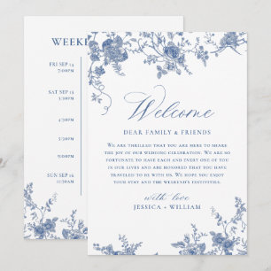 Invitation Victorian Blue Floral Mariage WEEKEND ÉVÉNEMENTS