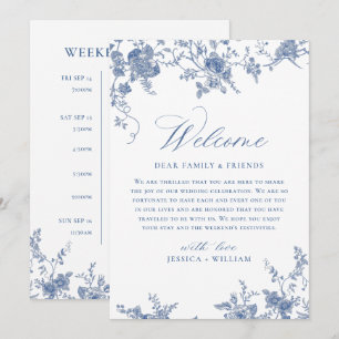 Invitation Victorian Blue Floral Mariage WEEKEND ÉVÉNEMENTS