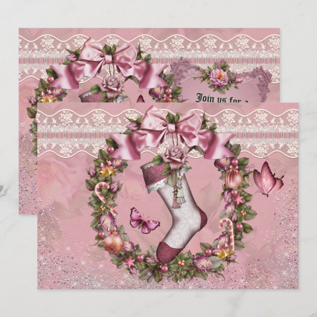 Invitation Victorian Christmas Holiday Party (Devant / Derrière)