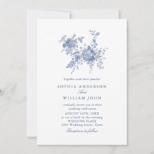 Invitation Victorian Dusty Blue French Garden Floral Mariage