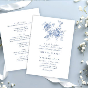 Invitation Victorian Dusty Blue French Garden Floral Mariage