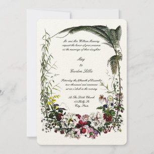 Invitation Victorian Era 1855 Botanical Floral Border Mariage
