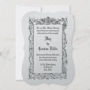 Invitation Victorian Era 1860 Doves Sur Floral Border Mariage