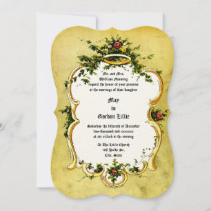 Invitation Victorian Era 1878 Floral Cartouche Mariage