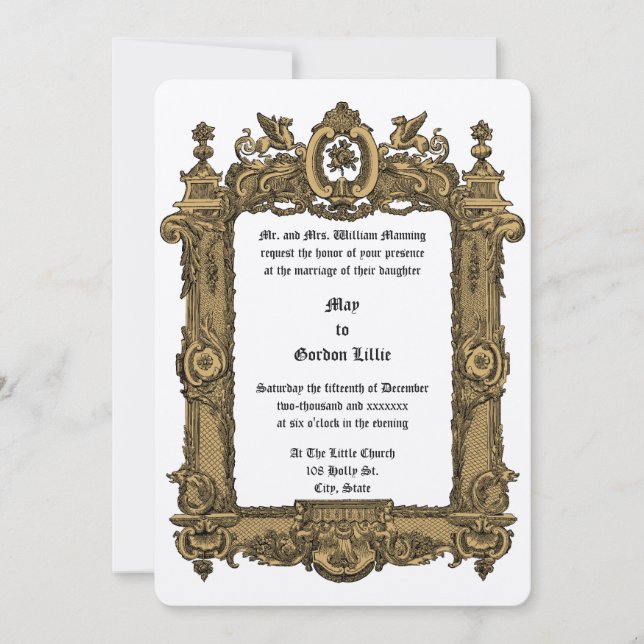 Invitation Victorian Era Griffin Rocaille Frame Mariage (Devant)
