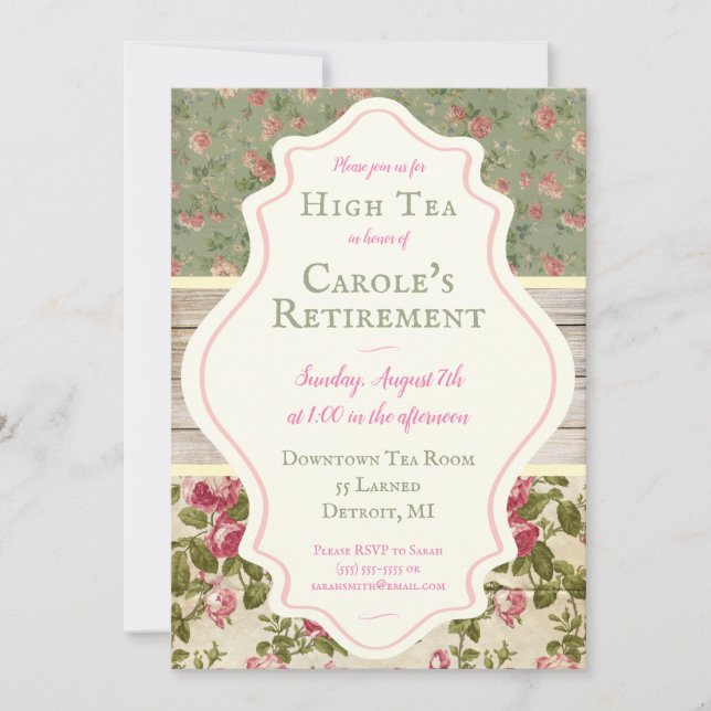 Invitation Victorian Floral Shabby Chic Party (Devant)