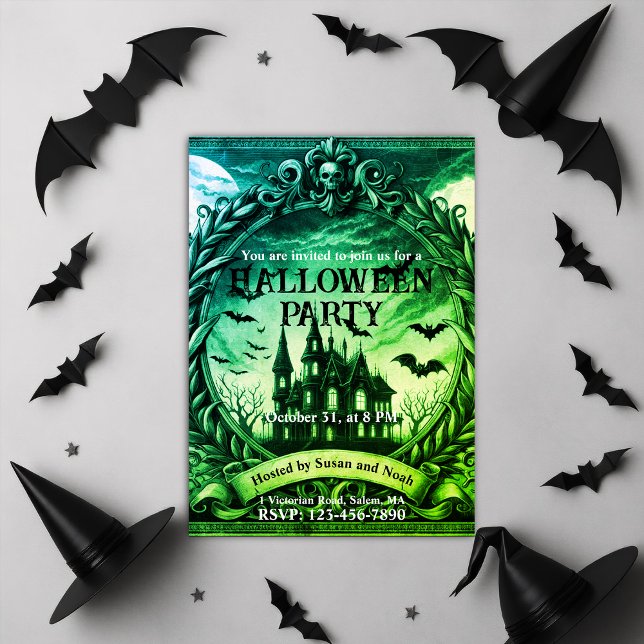 Invitation Victorian Haunian House Gothic Halloween Party (Victorian Haunted House Gothic Halloween Party Invitation)