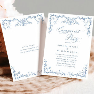Invitation Victorian Ornate Blue Floral ENGAGEMENT PARTY