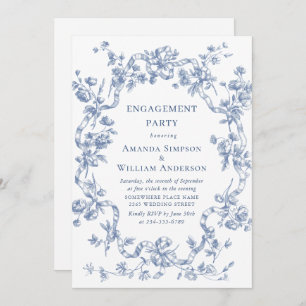 Invitation Victorian Ornate Grace Dusty Blue ENGAGEMENT PARTY