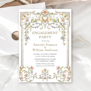 Invitation Victorian Ornate Grace Floral ENGAGEMENT PARTY