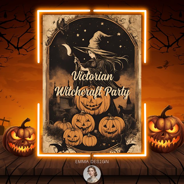 Invitation Victorian Witchcraft Vintage Halloween pour adulte (Créateur téléchargé)