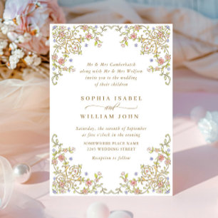 Invitation Victorien Ornate Grace Pastel Floral Mariage