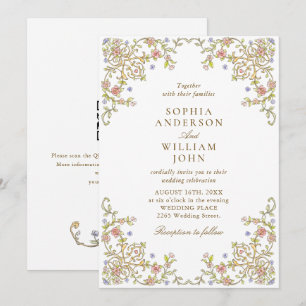 Invitation Victorien Ornate Grace Pastel Floral Mariage