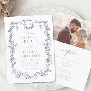 Invitation Victorien Vintage Français Photo Tout en un Mariag