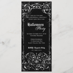Invitation Victorienne Éffrayante gothique de Black Halloween